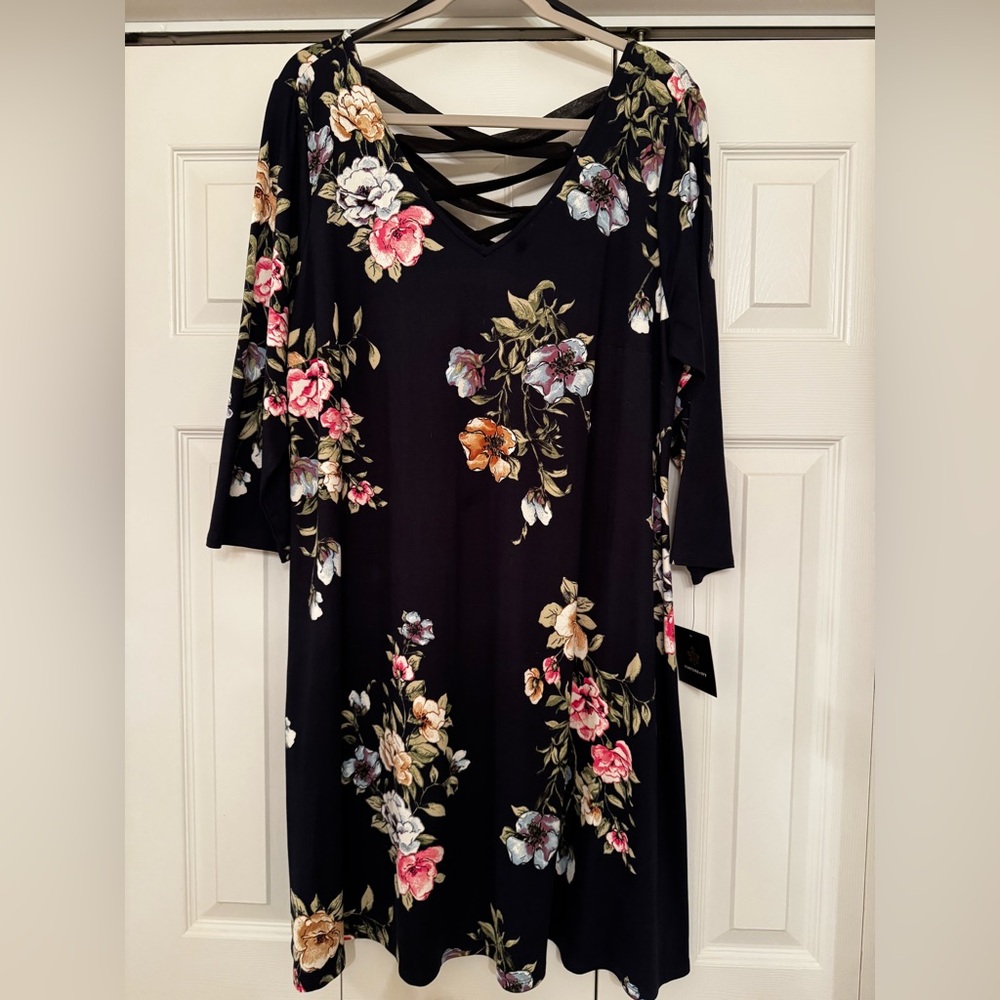 Fortune and Ivy Dress Knee Length - Dark Navy Floral - NWT - size 1X